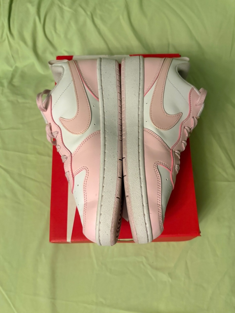 Nike Women’s Pink and White Low Top Sneakers — Pastel Swoosh